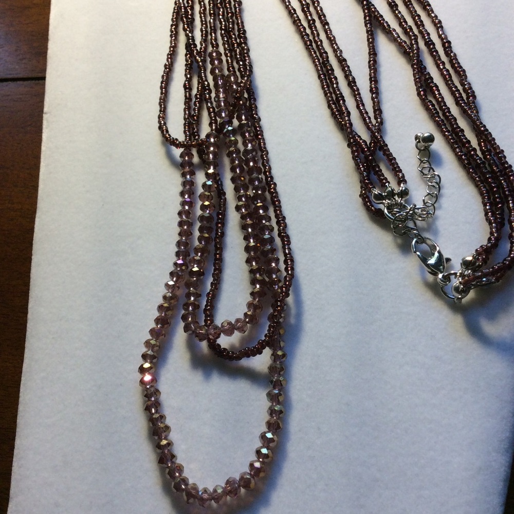 Beaded Layered & Faceted Colorful Brown Necklace. - Picture 4 of 6